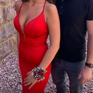 Madison James Red prom dress